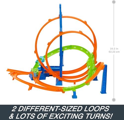 Hot Wheels Track Set, Epic Crash Dash with 5 Crash Zones, Motorized Booster and 1 Hot Wheels 1:64 Scale Toy Car, Easy Storage