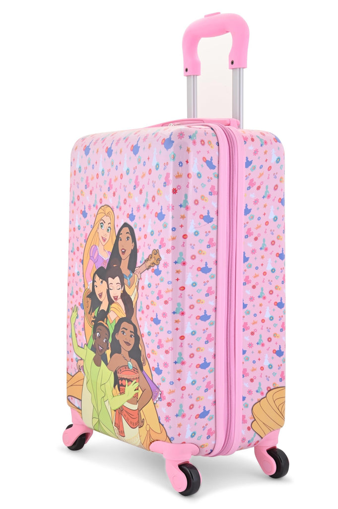 Disney Princess 20" Hardshell Luggage - Tiana Rapunzel Moana Pocahontas Cute & Durable Hard-side Suitcase for Travel with Spinner Wheels 20"x12"x8"