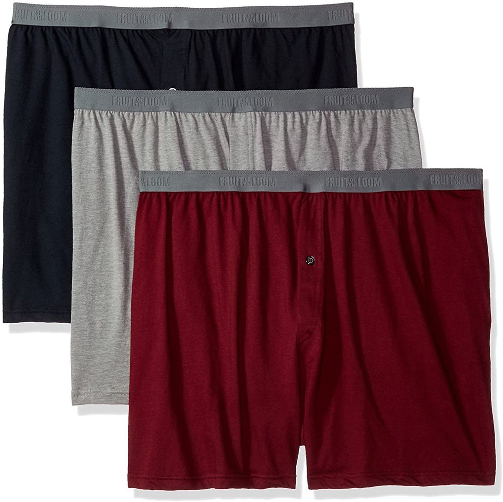 Fruit of the Loom Solid Knit Boxers 3-Pack (Colors and patterns may vary)