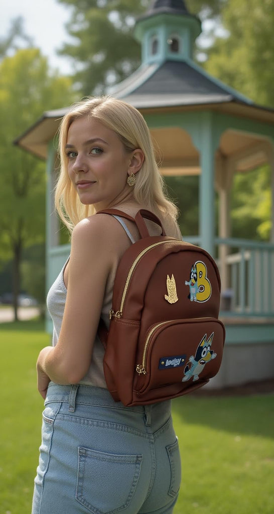 Fast Forward Bluey Backpack for Boys, Girls, Women, Men, Unisex | Cute PU Leather 10" Bluey Mini Backpack Purse Shoulder Purse | Bluey Bag and Bluey Accessories