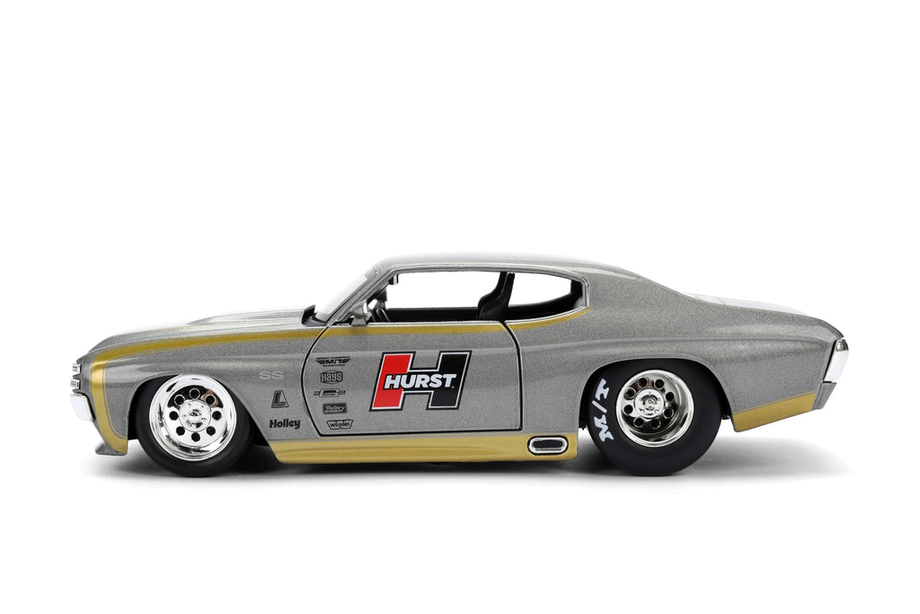 Jada Toys Bigtime Muscle 1:24 1971 Chevy Chevelle Die-cast Car – Opening Doors, Hood, Trunk, Rubber Tires(Metallic Grey)