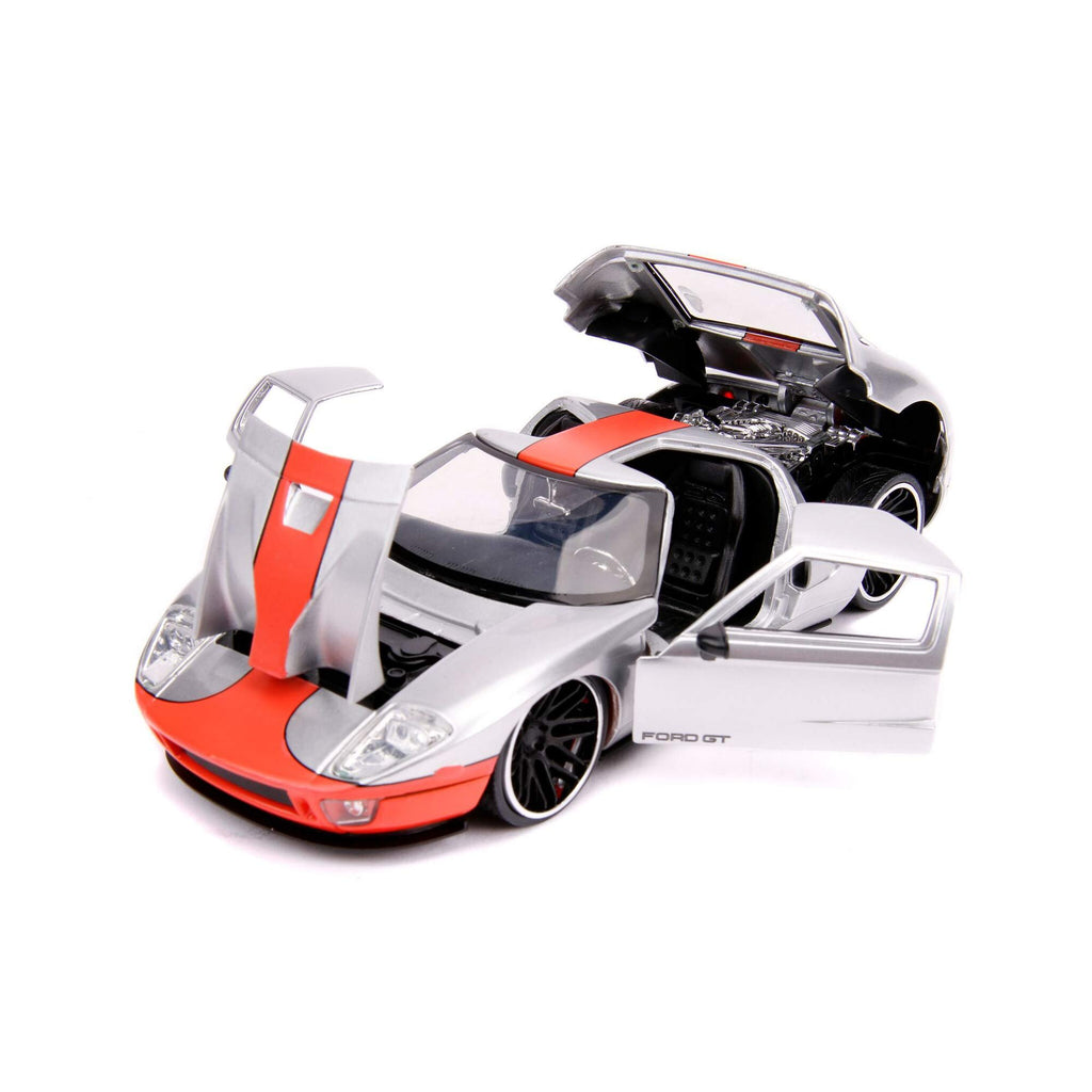 Jada 2005 Ford GT Silver with Orange Stripe Bigtime Muscle 1/24 Diecast Model Car