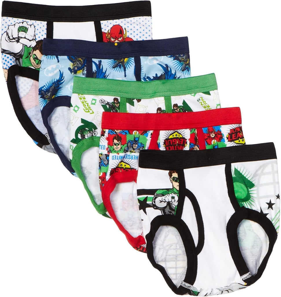 DC Comics Boys' 100% Cotton Briefs with Prints Including Superman, Batman, The Flash Logos, Sizes 2/3t, 4t, 4, 6, 8