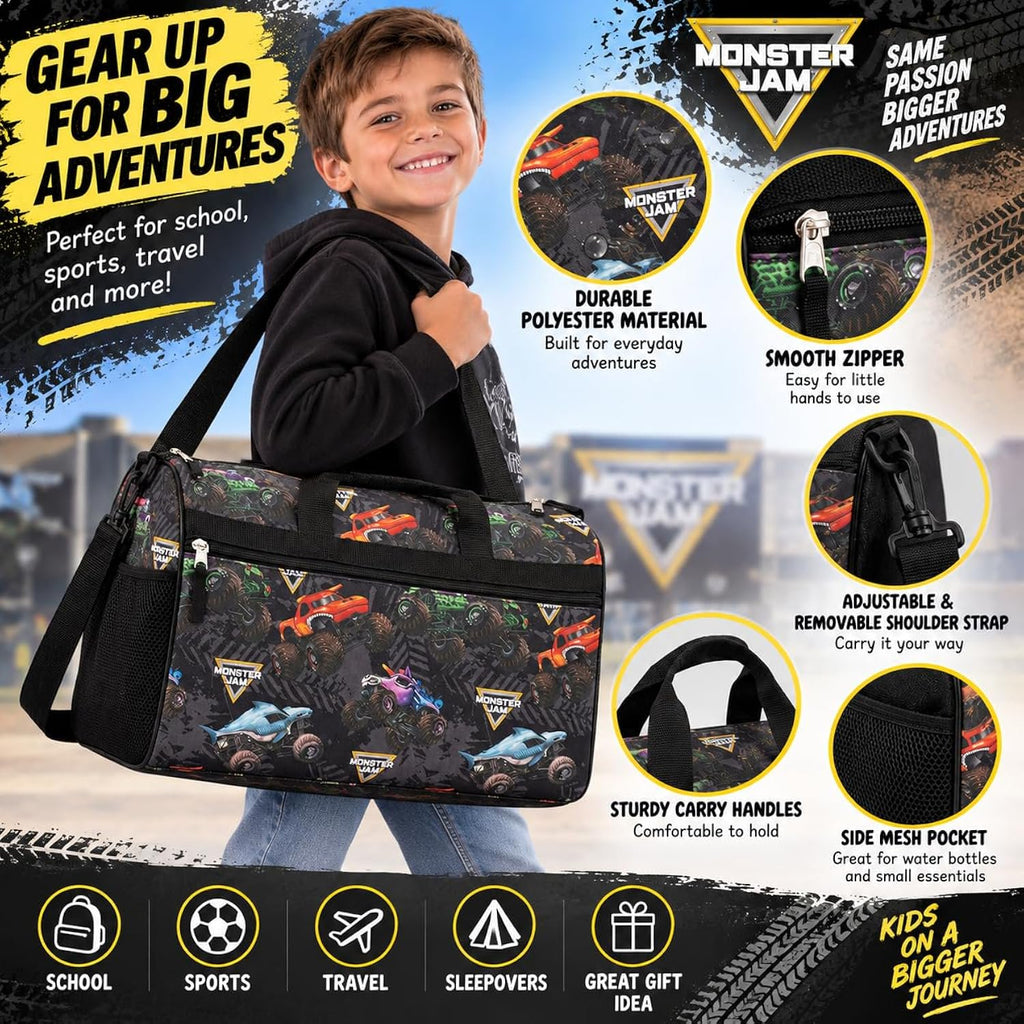Disney Kids Duffle Bag 16.5" – Travel & Sports Bag with Zipper Pocket, Mesh Side Pockets & Shoulder Strap
