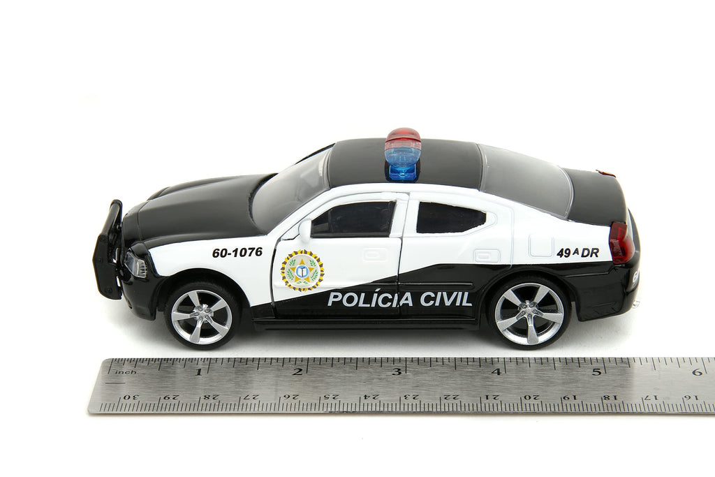 Jada 2006 Dodge Charger Police Black and White Policia Civil Fast & Furious Series 1/32 Diecast Model Car
