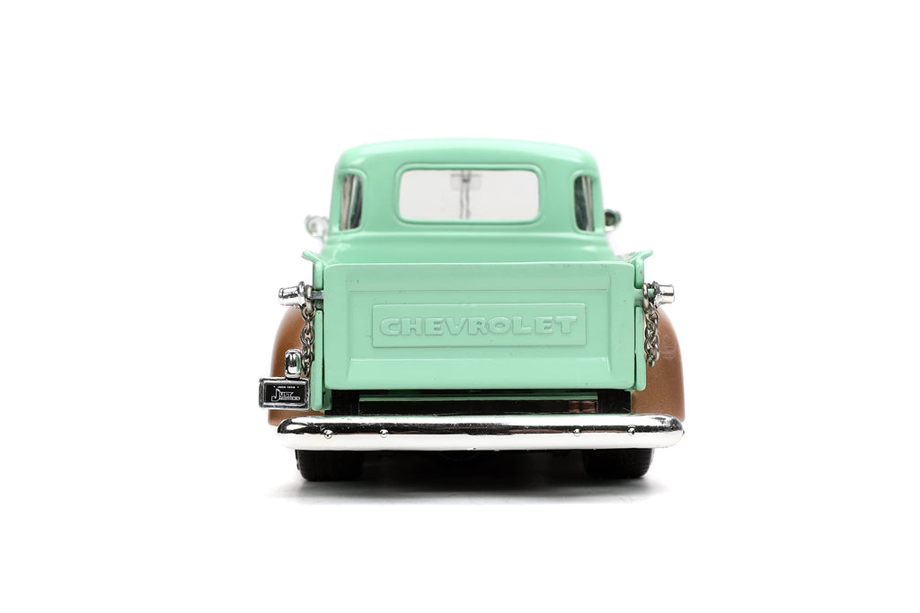 Just Trucks 1:24 1953 Chevy Pickup Rusty's Garage Die-Cast Car & Tire Rack, Toys for Kids and Adults(Light Green)