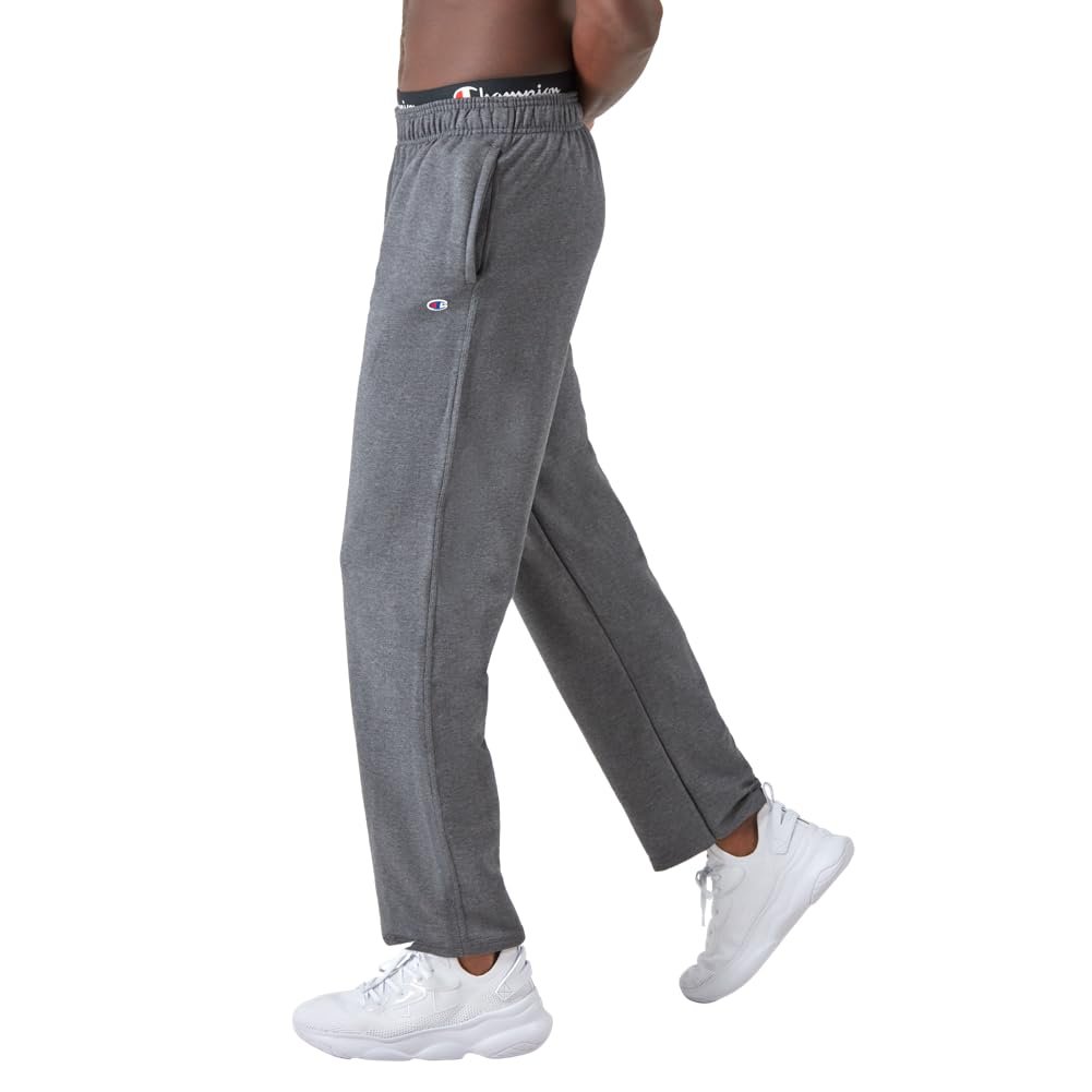 Champion, Powerblend, Fleece Open-Bottom Sweatpants for Men (Reg Tall), Oxford Gray C Patch Logo, 3X-Large Big