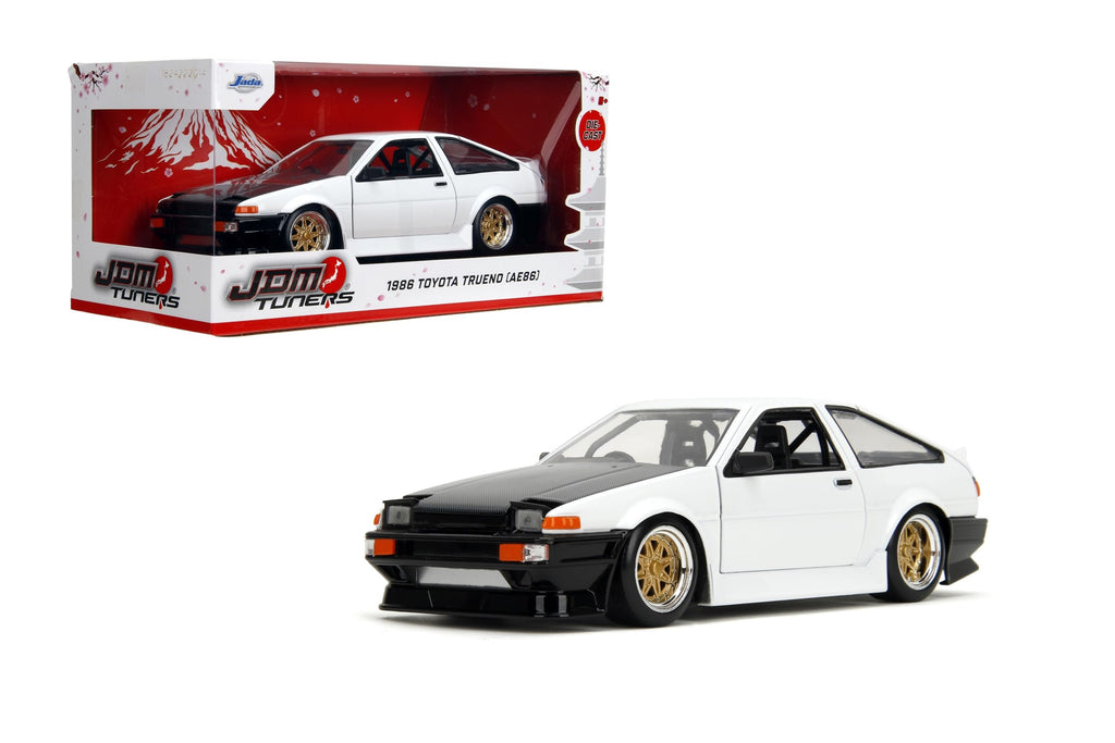 Jada Toys JDM Tuners 1:24 Scale Die-Cast 1986(AE86) Toyota Trueno, Opening Doors, Detailed Interior, Rubber Tires, Collectible for Ages 8+(White)