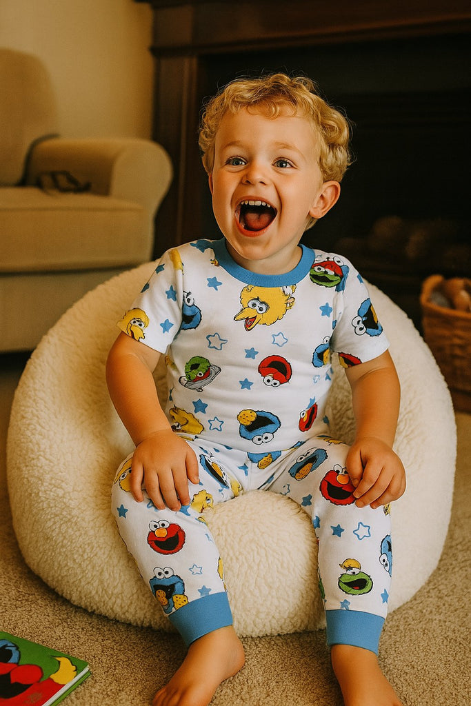 Centric Brands Sesame Street 4-Piece Pajama Set with Elmo, Cookie Monster, Oscar & Big Bird – Baby Sizes 12M–24M