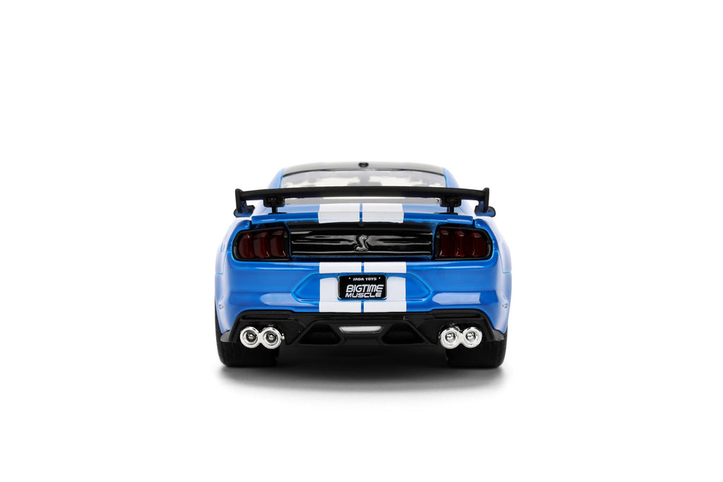 Jada Toys Bigtime Muscle 1:24 2020 Ford Mustang Shelby GT 500 Die-cast Car – Opening Doors, Hood, Trunk, Rubber Tires(Glossy Blue)