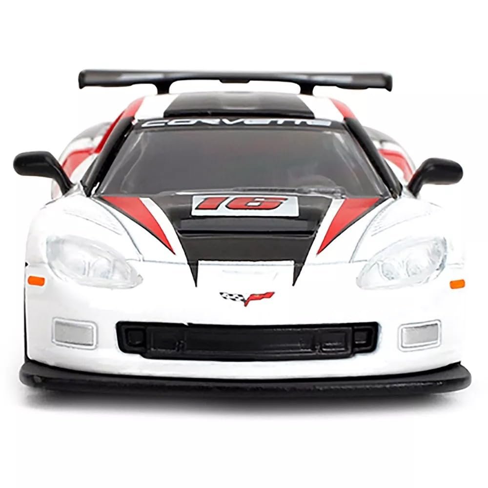 Jada Majorette Collection – 2005 Chevy Corvette C6R 1:64 Die-Cast Model Car with Rubber Tires & Display Case, for Collectors & Adults