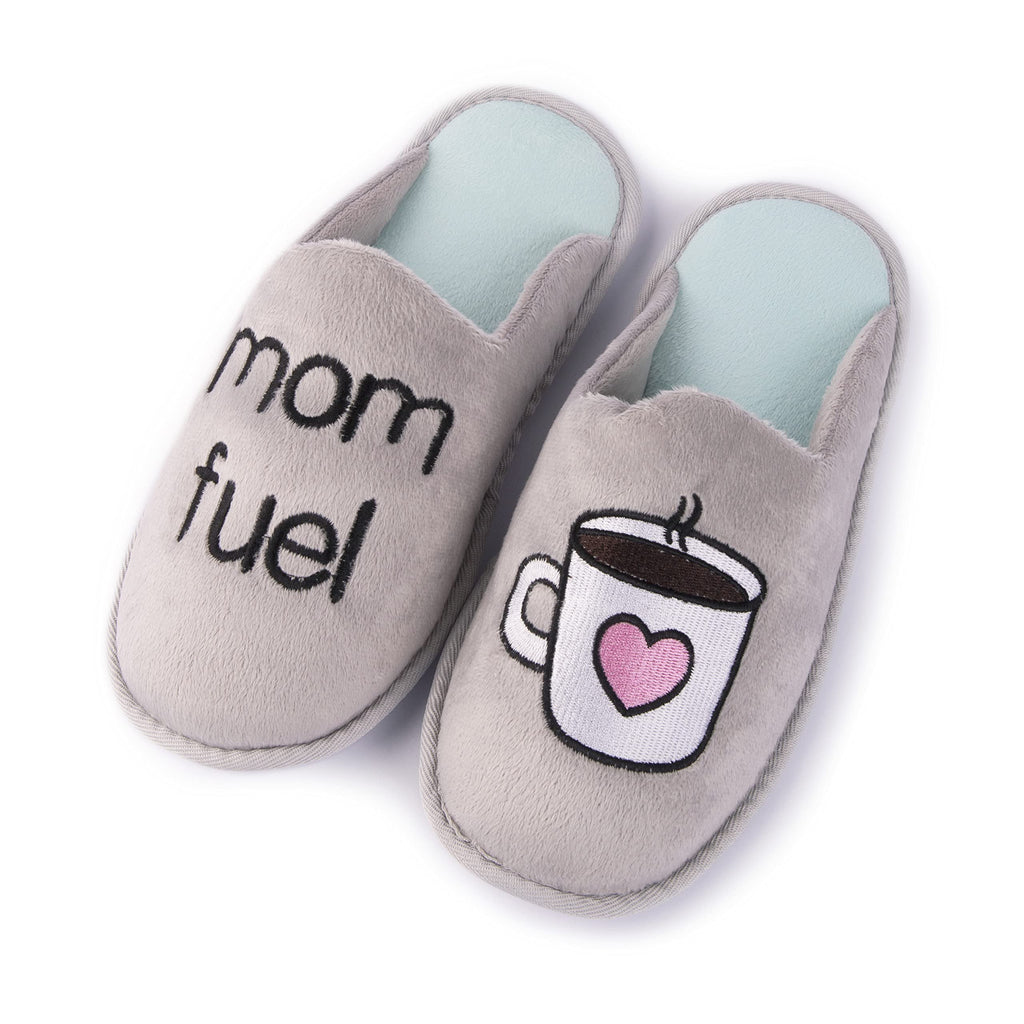 Handcraft Staycation NYC Ladies Funny Quote Scuff Slipper, Plush Non Slip House Slippers for Women, Comfy Soft Sole Bedroom Shoes