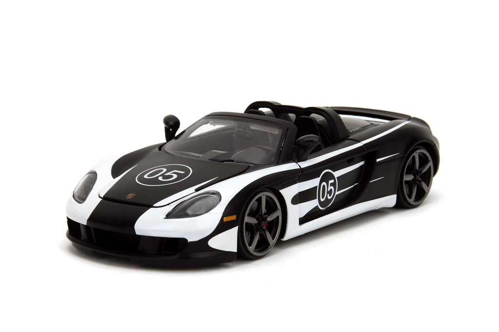 Hyper-Spec 1:24 2005 Porsche Carrera GT Die-Cast Car, Toys for Kids and Adults(Black/White)