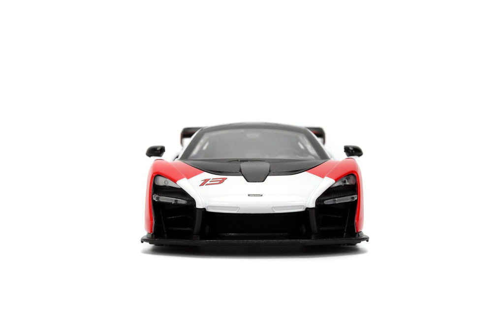 Jada Toys Hyper-Spec 1:24 McLaren Senna Die-cast Car – Opening Doors, Hood, Trunk, Rubber Tires(White/Red/Black)