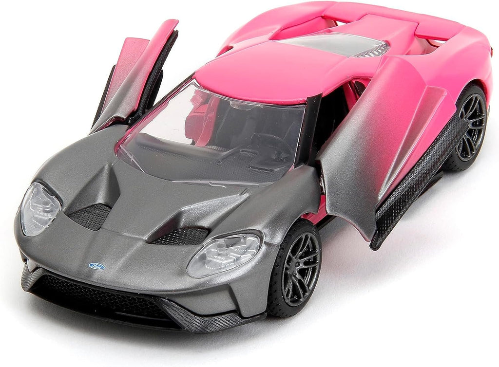 Pink Slips 1:32 W2 2017 Ford GT Die-Cast Car, Toys for Kids and Adults (Silver/Pink)