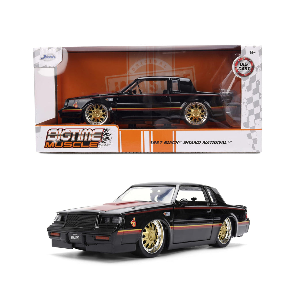 Jada Toys Bigtime Muscle 1:24 1987 Buick Grand National Die-cast Car – Opening Doors, Hood, Trunk, Rubber Tires(Glossy Black)