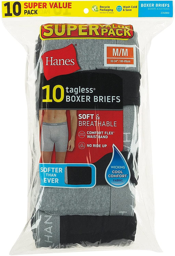 Hanes Mens Boxer Briefs With Tagless ComfortFlex Waistband 10-Pack