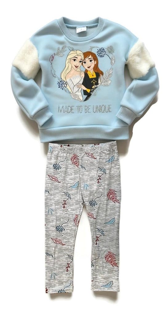 Disney Frozen Girls Sweatshirt Fleece Fur and Legging Pants Set for Toddlers and Little Kids Elsa Anna Princess