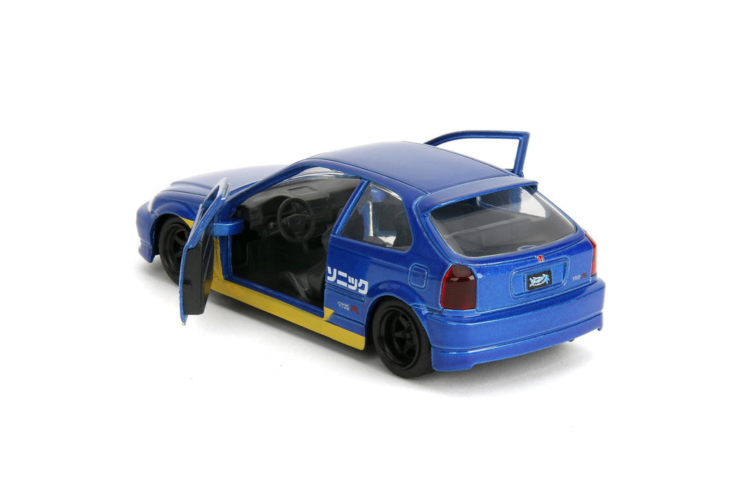 Jada Toys Sonic The Hedgehog with 1997 Honda Civic Type-R Die-Cast Car – 1:32 Scale, Highly Detailed Collectible Model with Sonic Figure, for Ages 8+