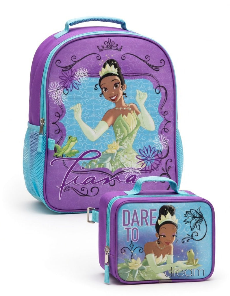 Fast Forward Tiana 16" Backpacks With Lunch Bag - Licensed Characters Kids Schoolbag