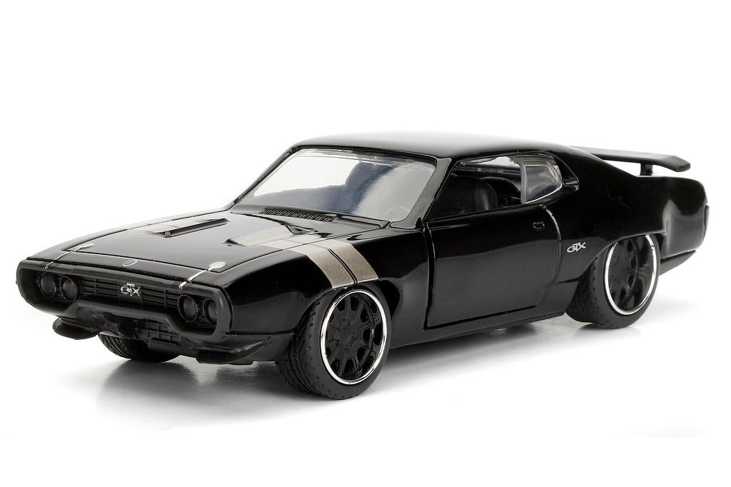 Jada Dom's Plymouth GTX Black with Silver Stripes Fast & Furious F8 The Fate of The Furious Movie 1/32 Diecast Model Car