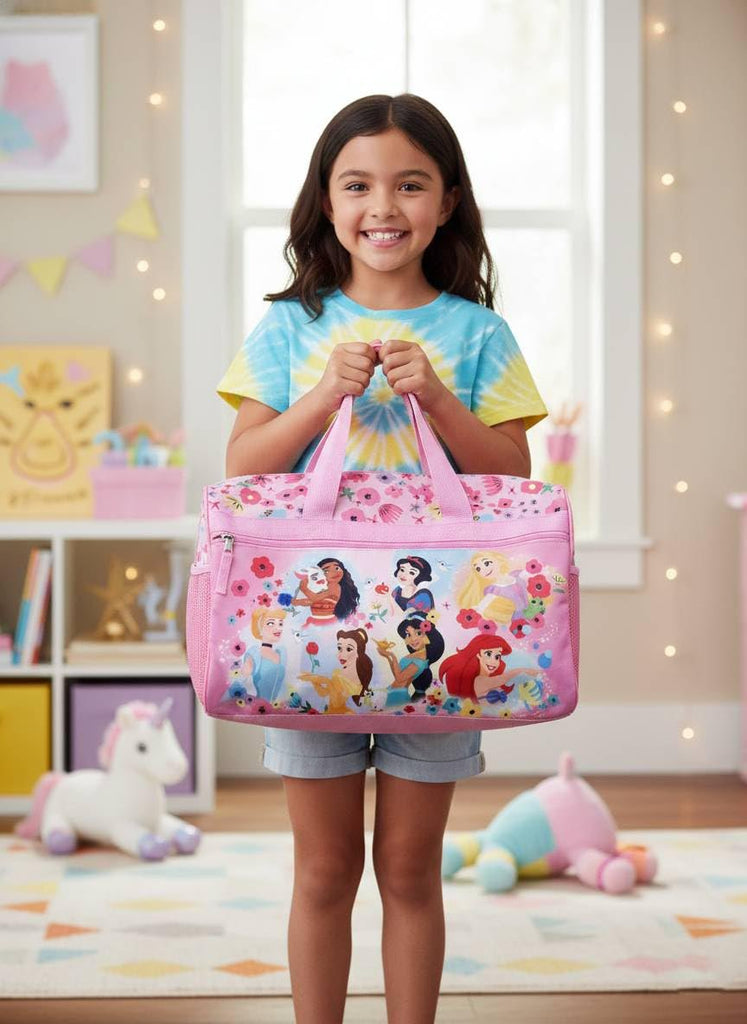 Disney Kids Duffle Bag 16.5" – Travel & Sports Bag with Zipper Pocket, Mesh Side Pockets & Shoulder Strap