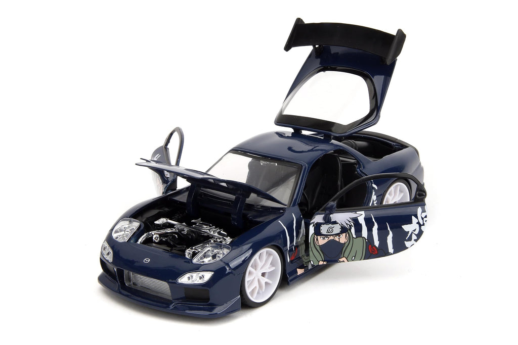Naruto 1:24 1993 Mazda RX-7 Die-Cast Car & 2.75" Kakashi Figure, Toys for Kids and Adults