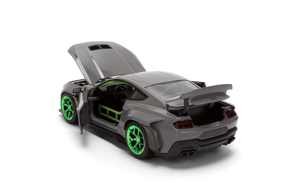 Jada Toys Bigtime Muscle 1:24 2024 Ford Mustang RTR Spec 5-D - Opening Doors, Hood, Trunk, Rubber Tires, (Glossy Gray)