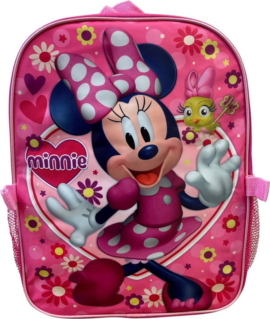 Kid's Licensed 16 Inch Backpack With Removable Lunch Box Set (Minnie Mouse Pink)