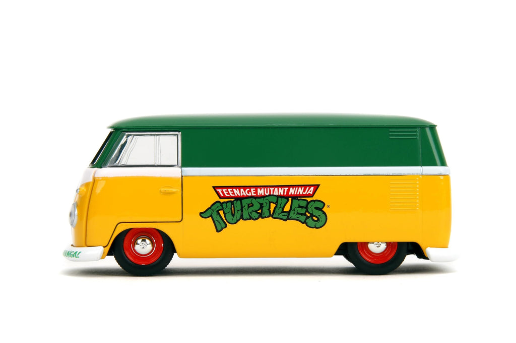 Jada Toys – Hollywood Rides TMNT 1961 VW Bus – Die-Cast Model Car – Opening Doors, Detailed Interior – 1:32 Scale Collectible – Age 8+, Green & Yellow (Nostalgic)