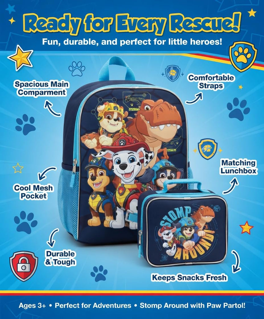 Fast Forward Paw Patrol 16" Backpacks With Lunch Bag - Licensed Characters Kids Schoolbag