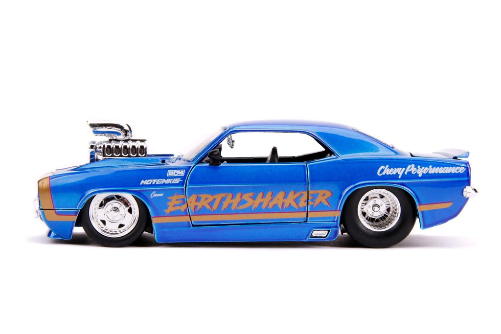 Jada Toys Bigtime Muscle 1:24 1969 Chevy Camaro Earthshaker Die-cast Car Candy Blue, Toys for Kids and Adults