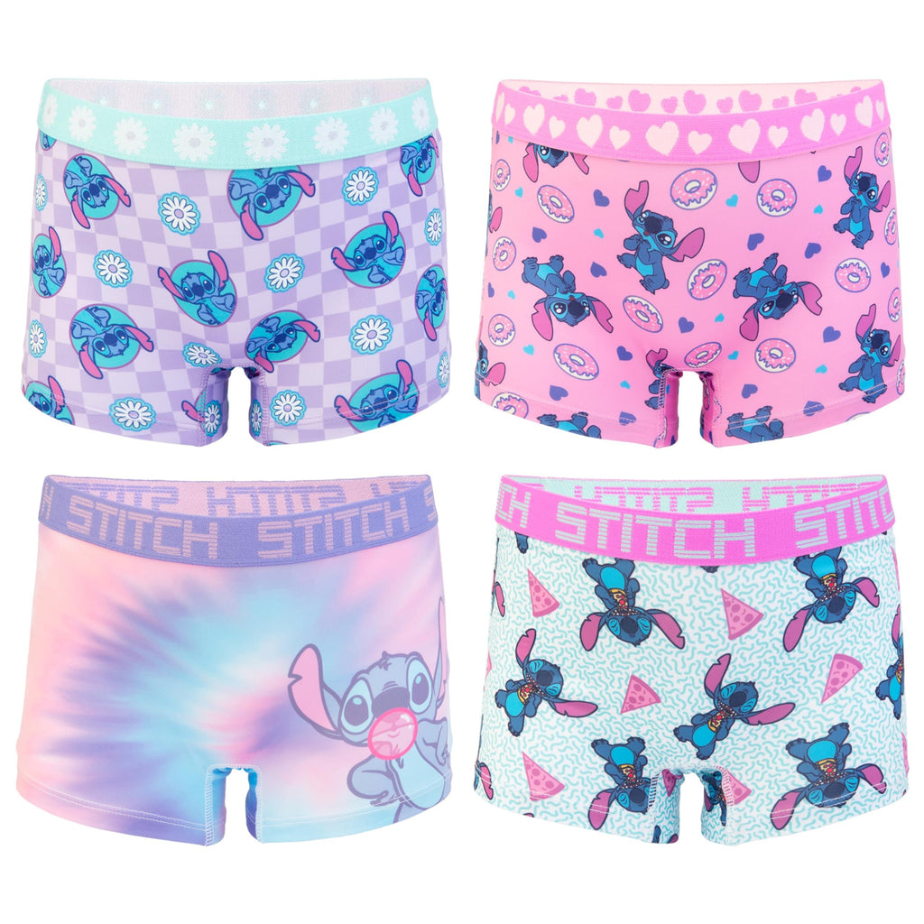 Disney Girls Combed Cotton Blend Panties with Unique Prints from Lilo & Stitch, Sizes 4-10