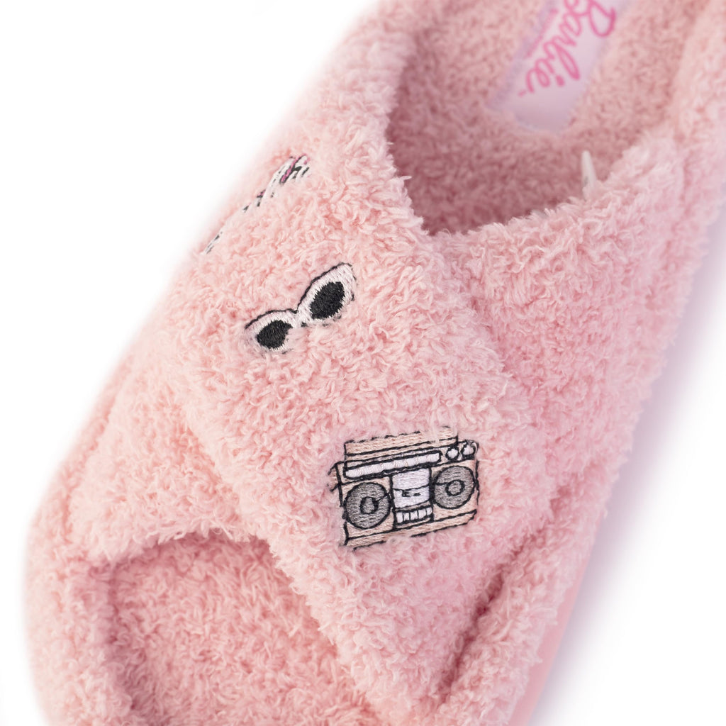 Barbie womens Barbie Cozy X-band & Open Toe Faux Fur Memory Foam Indoor Outdoor Soled Slipper Xs-xl