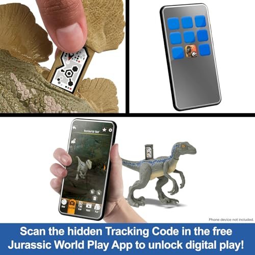 Mattel Jurassic World Gigantic Trackers Neovenator Dinosaur Action Figure, Large Species Toy, Attack Chomp, Evolving Head Crest, Digital Play