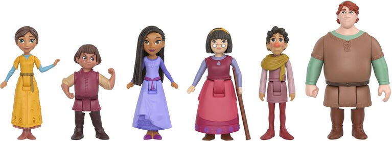 Disney's Wish Kingdom of Rosas Character Small Doll Set, 10 Posable Mini Dolls & 5 Friend Figures
