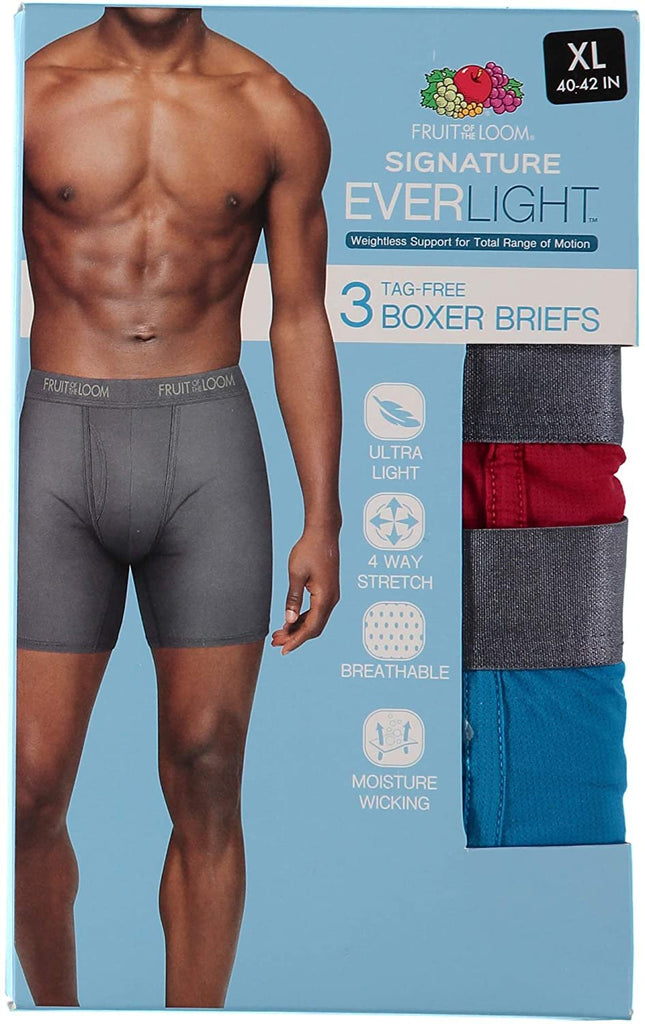 Fruit of the Loom Men's 3-Pack Everlight Long Leg Boxer Briefs