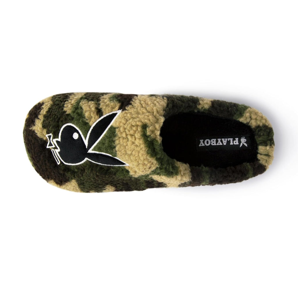 Handcraft Playboy Men's Printed Boucle Clog Slippers with Bunny Logo, Hunter Green, X-Large