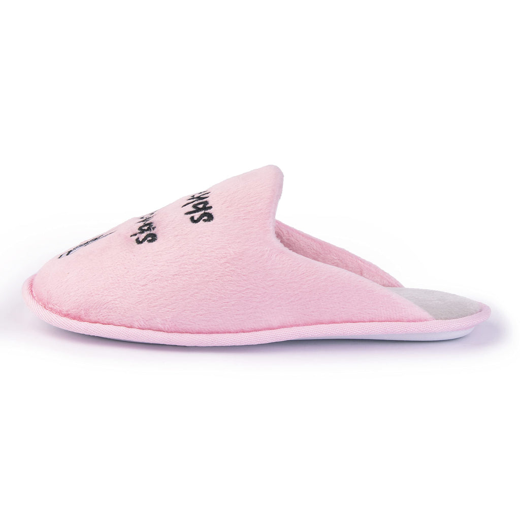 Handcraft Staycation NYC Ladies Funny Quote Scuff Slipper, Plush Non Slip House Slippers for Women, Comfy Soft Sole Bedroom Shoes
