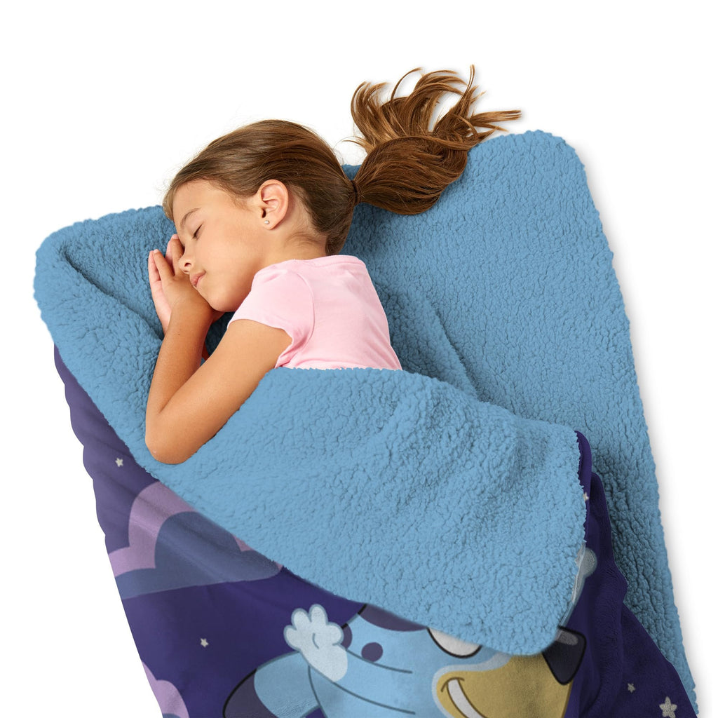 Bluey, Slumber Pups, Silk Touch Throw Blanket Sherpa Slumber Bag, 27 x 56 Inches