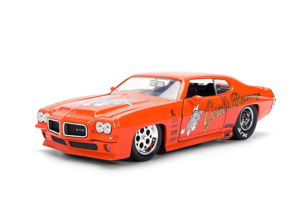 Jada Toys Bigtime Muscle 1:24 1971 Pontiac GTO Die-cast Car – Opening Doors, Hood, Trunk, Rubber Tires(Orange)
