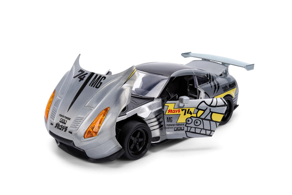 Jada Mechagodzilla w/ 2009 Nissan GT-R R35 Ben Sopra – 1:24 Anime Hollywood Rides – Die-Cast Car & Figure Toys – Opening Doors, Hood & Trunk – Collectible – Ages 8+ – Multi-Color