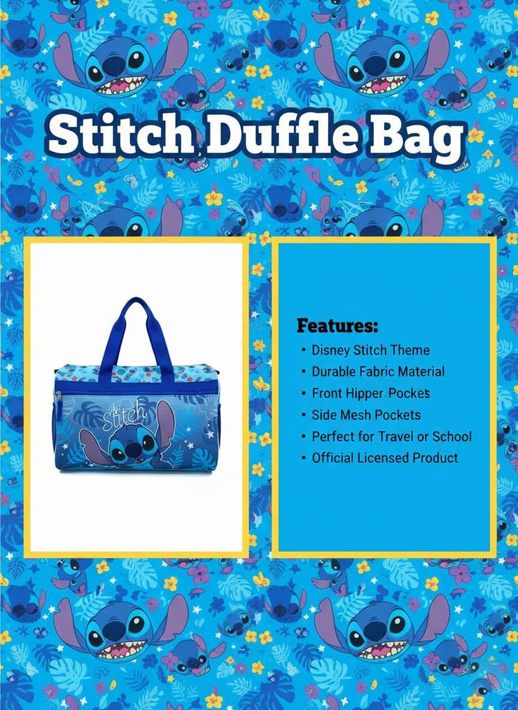 Disney Kids Duffle Bag 16.5" – Travel & Sports Bag with Zipper Pocket, Mesh Side Pockets & Shoulder Strap