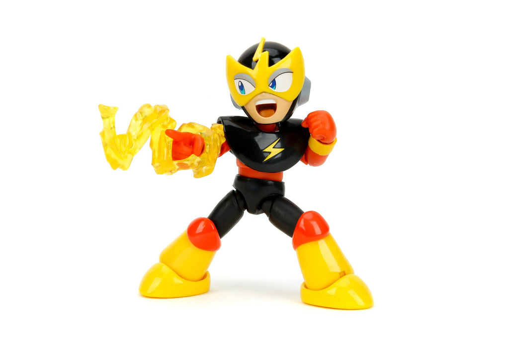 Jada Toys Mega Man 4" Elec Man - 1:12 Scale Action Figure, Wave 2 – Over 15 Points of Articulation, Alternate Hands & Head, Lightning Bolt Accessory