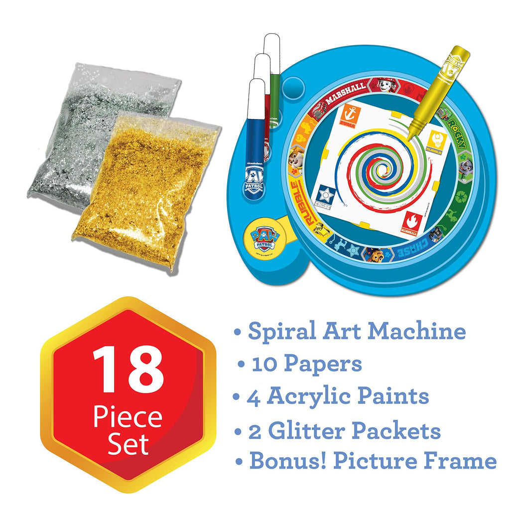 Lollipop Paw Patrol Spin Art for Kids - Paper Spinning Machine, Paint Spinner Station & Spiral Arts Kit with Frame, Blue