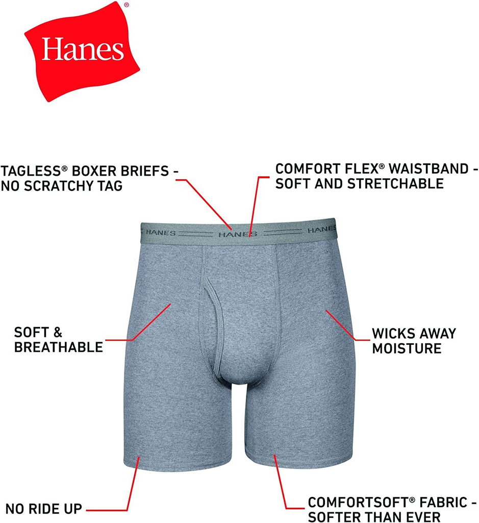 Hanes Men's Tagless Boxer Briefs 6-Pack Cool Dri with ComfortFlex Waistband
