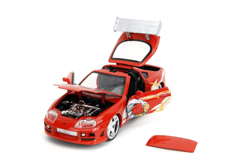Jada One Punch Man with 1995 Toyota Supra Die-Cast Car – 1:24 Scale Anime Inspired Vehicle, Highly Detailed Model with Saitama Figure, for Ages 8+