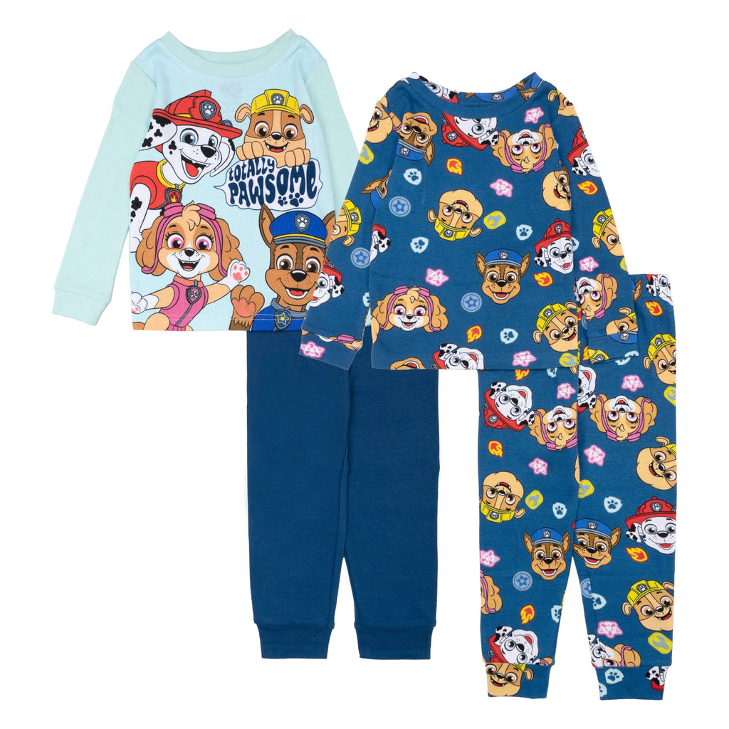 Paw Patrol Boys' Pajama Set 4-Piece Cotton Sleepwear Set