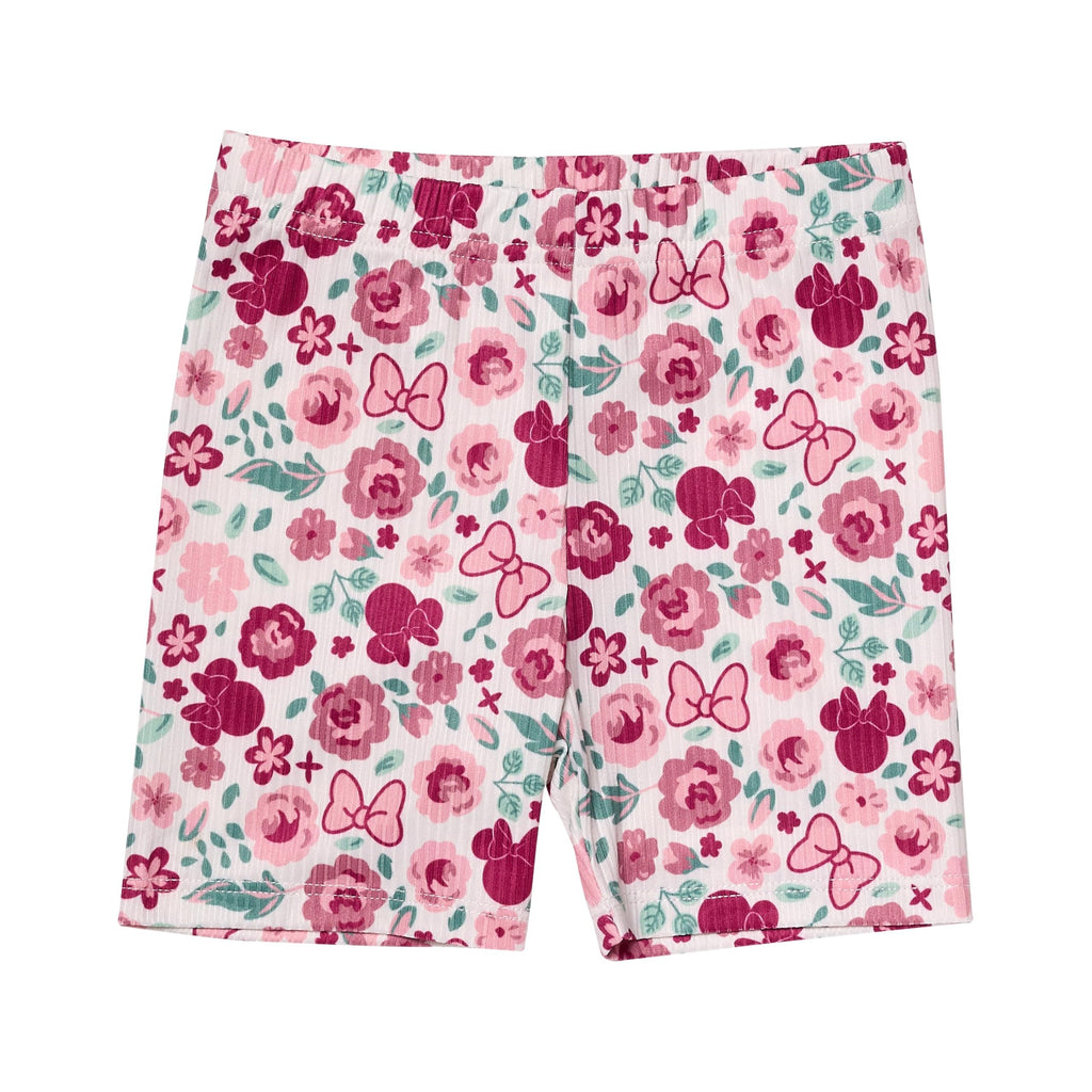Minnie Mouse Girls 2 Piece Shorts and Short Sleeve T-Shirt Set (Pale Pink, 4T)