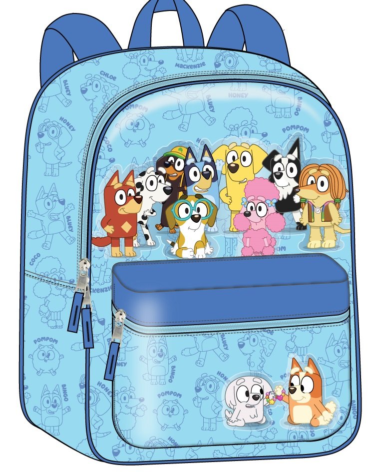 Bluey 11" PU Leather Bp W/Sublimation Print Embroidery Details